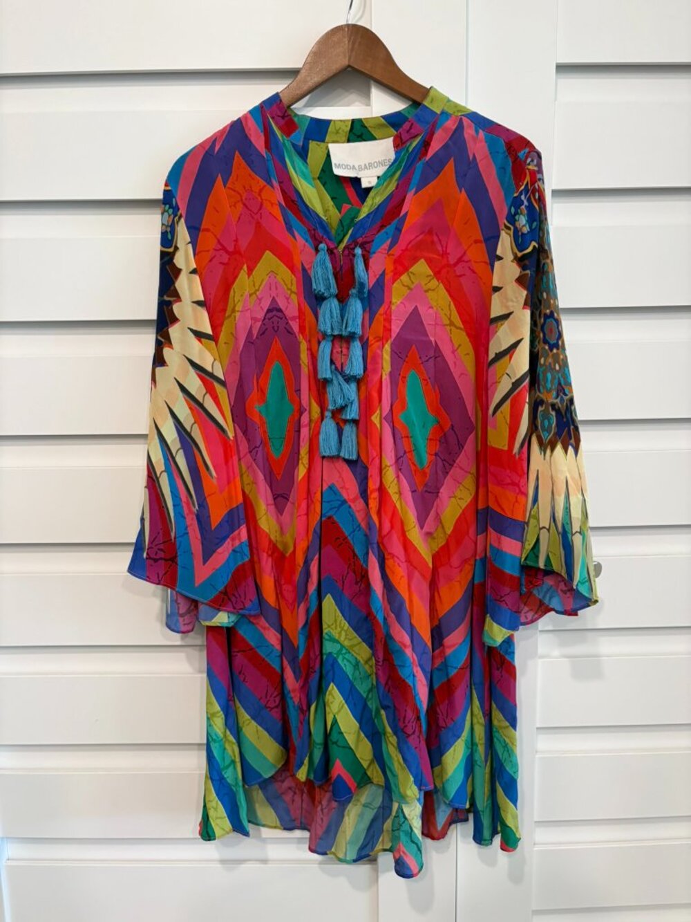 Moda Baronessa Sardinia Ibiza Silk Caftan Swim Cover Up Dress S - Picture 5 of 13